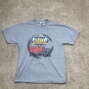 Daytona 500 50 Years Champions Graphic Tee - Gray Racing Shirt Nascar